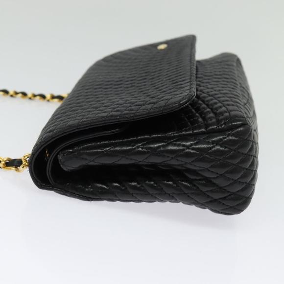 BALLY Chain Shoulder Bag Leather Black Gold Auth 141002 - Picture 3 of 16